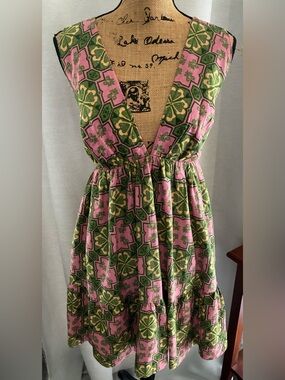 House of Harlow 1960 Pink and Green Floral Tile Mini Dress